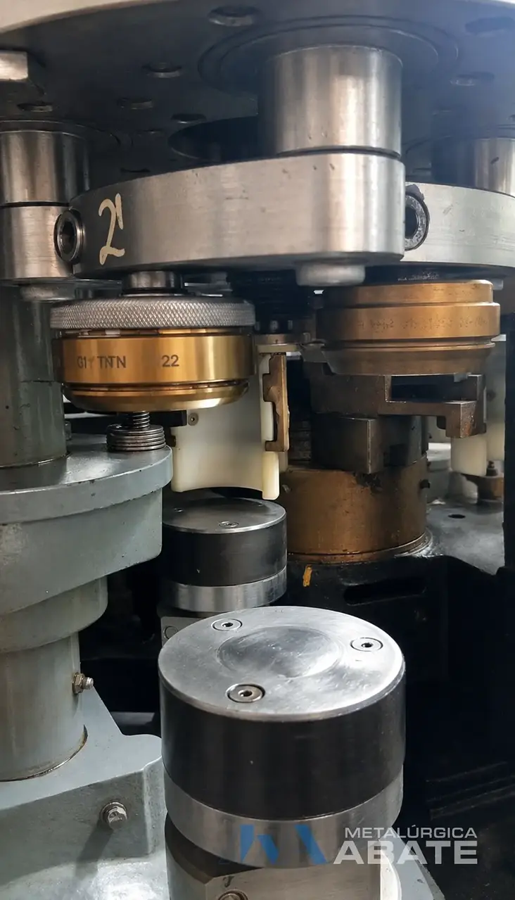 Detalle del conjunto de mecanismos que intervienen en el cierre de latas