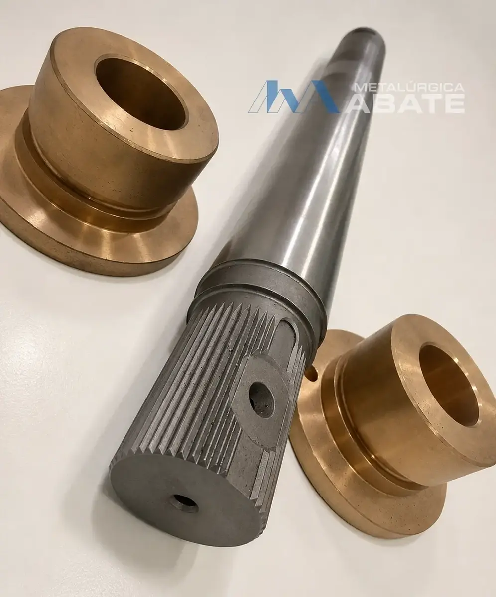 Eje estriado y bujes mecanizados para una máquina cerradora