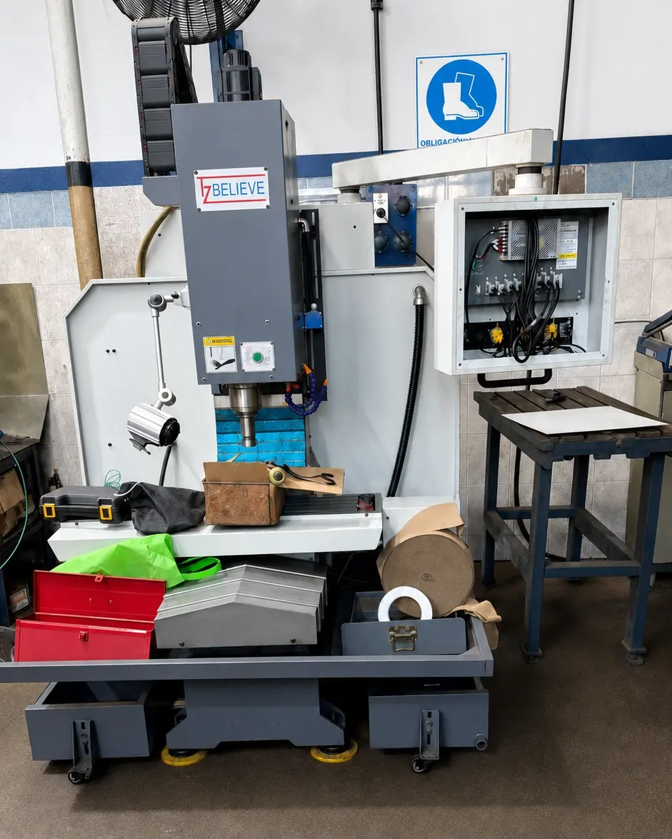 Fresadora vertical del taller de Metalúrgica Abate en San Martín